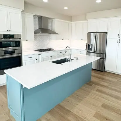 Kitchen cabinetry, countertops, and renovation details from Travis Scott Construction